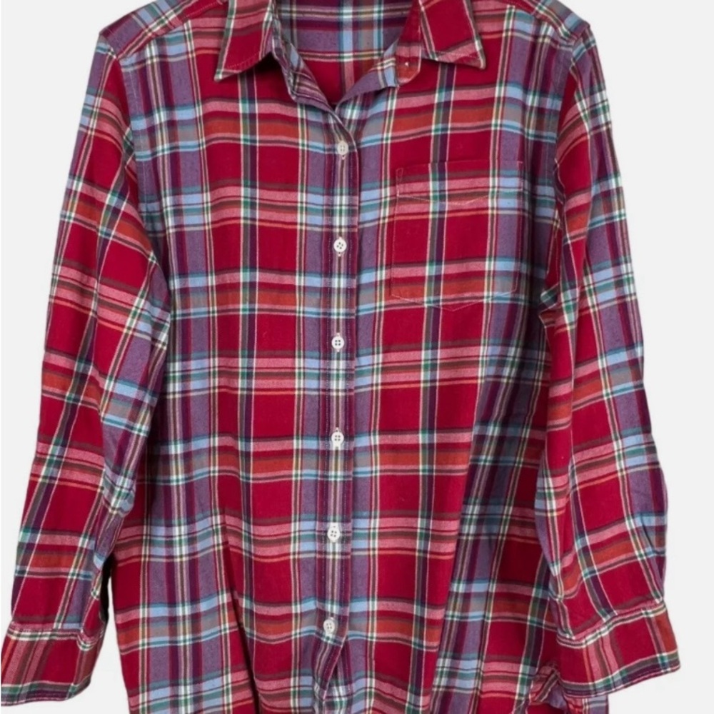 Lauren Ralph Lauren Plaid Button Down Shirt Red Flannel 100% Cotton women’s M